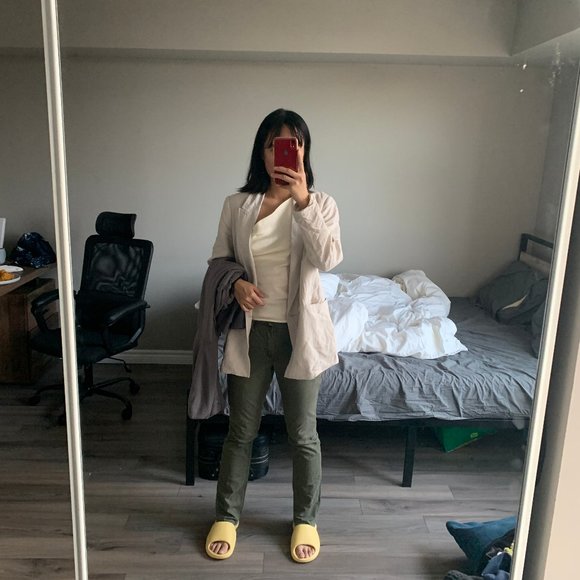 unisex army green skinny pants - Picture 5 of 9